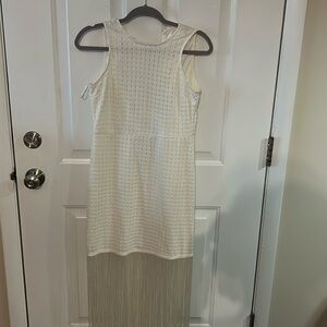 Crochet and Fringe Off-White Dress